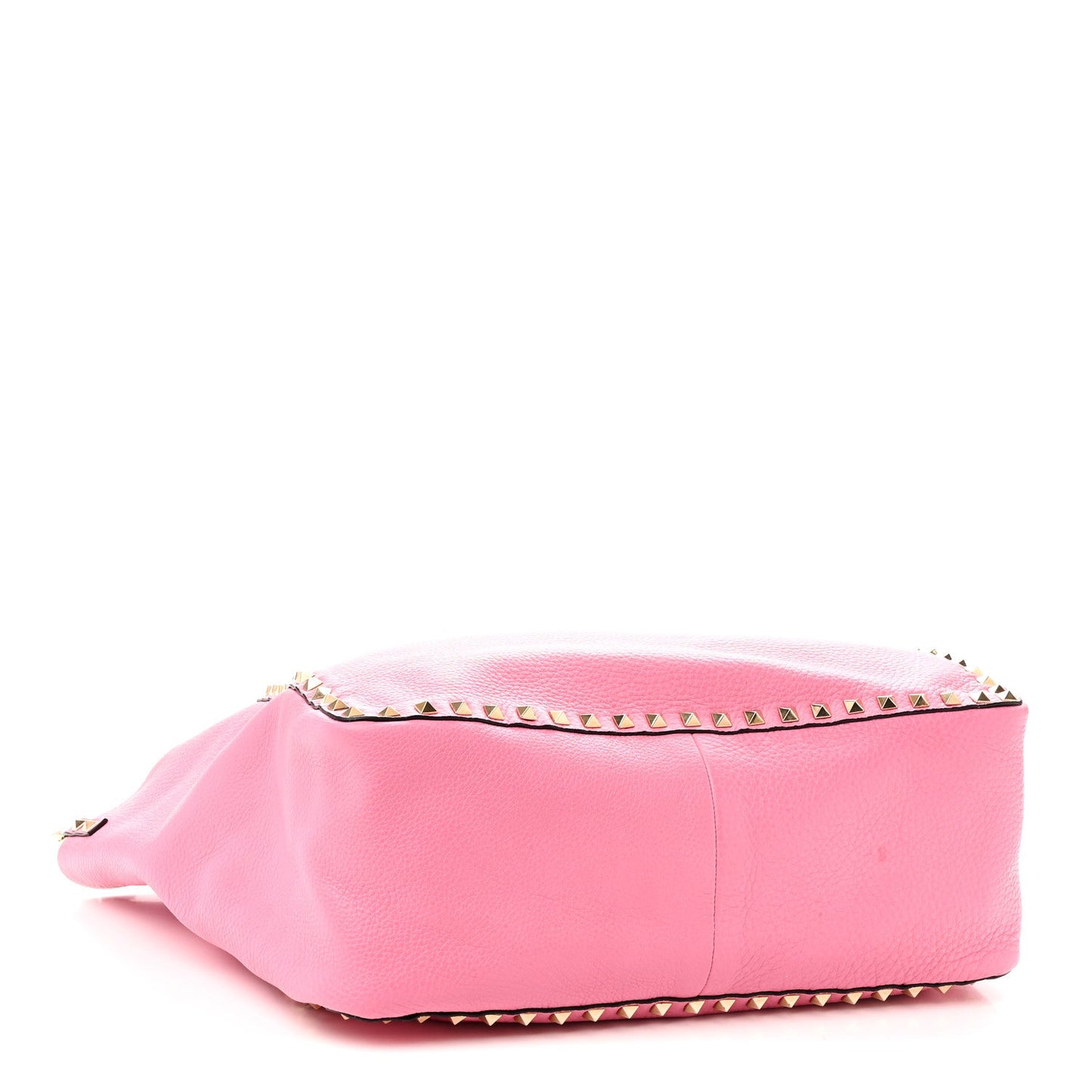 Grained Calfskin Medium Rockstud Reversible Tote Army Green Pink