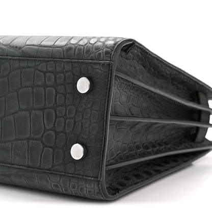 Calfskin Crocodile Embossed Baby Sac de Jour Dusty Black