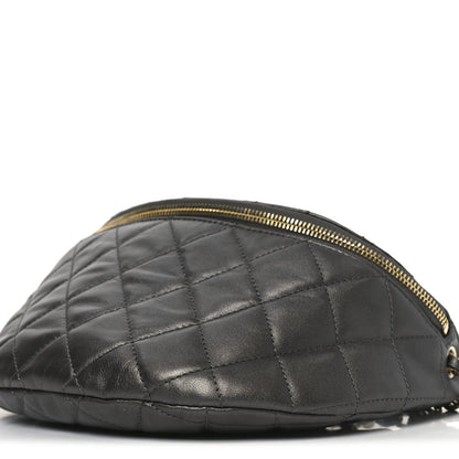 Metallic Calfskin Pearl Quilted CC Belt Bag Ruthenium