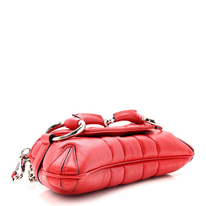 Nappa Vertical Matelasse Small Maxi Horsebit Chain Shoulder Bag Beret Red