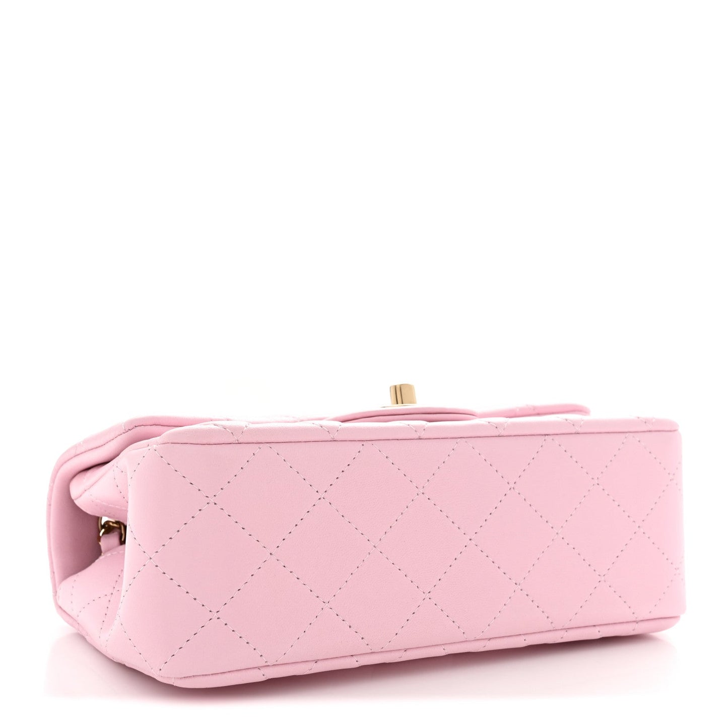 Lambskin Quilted Mini Rectangular Flap Light Pink