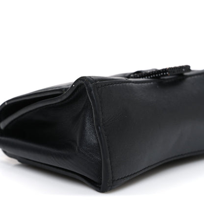 Shiny Box Calfskin Strass Hourglass Top Handle Bag XS Black