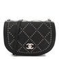Calfskin Coco Eyelets Small Flap Bag Black