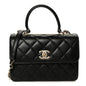 Lambskin Quilted Small Trendy CC Dual Handle Flap Bag Black