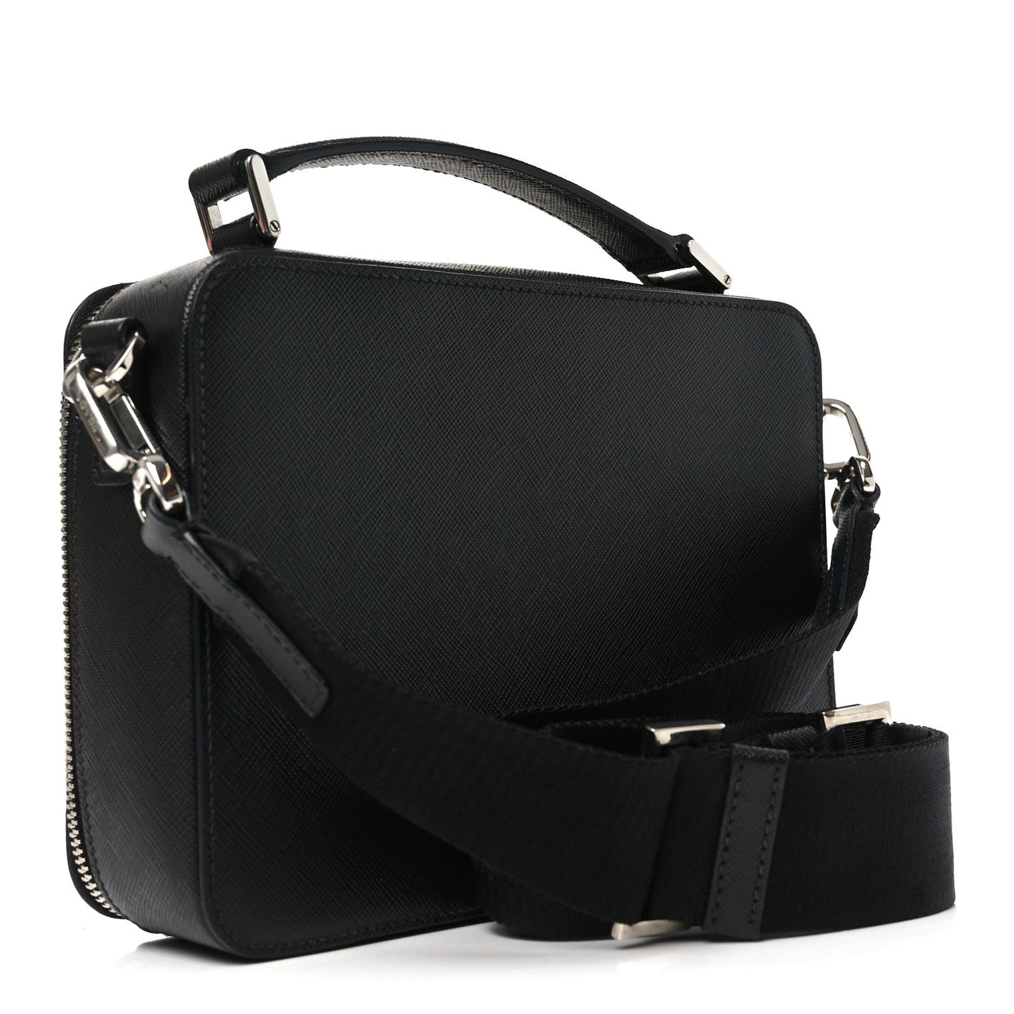 Saffiano Travel Medium Brique Crossbody Bag Black