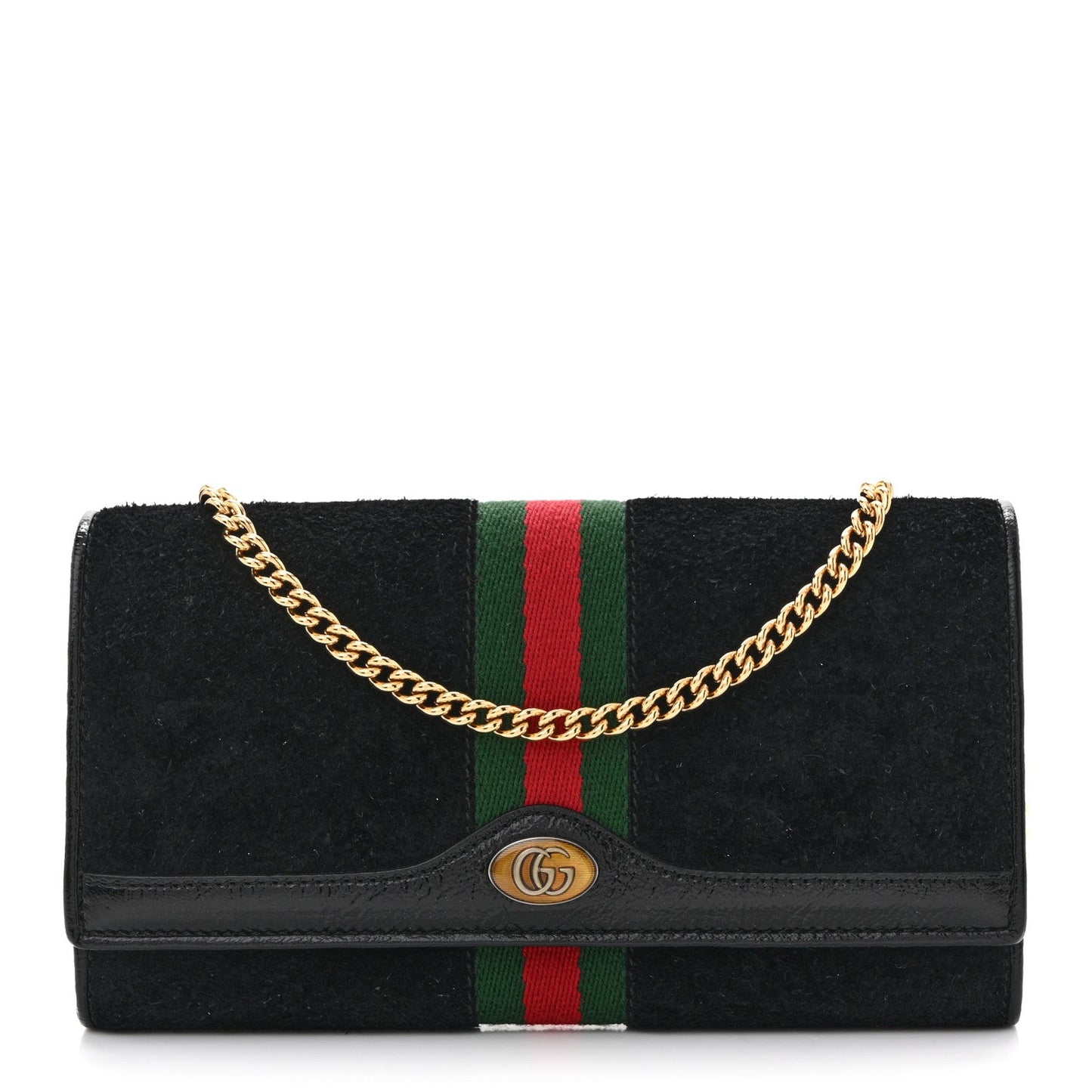 Suede Patent Web Ophidia Wallet On Chain Black