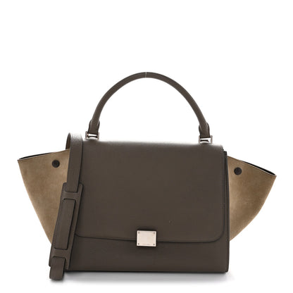 Drummed Calfskin Suede Large Trapeze Souris