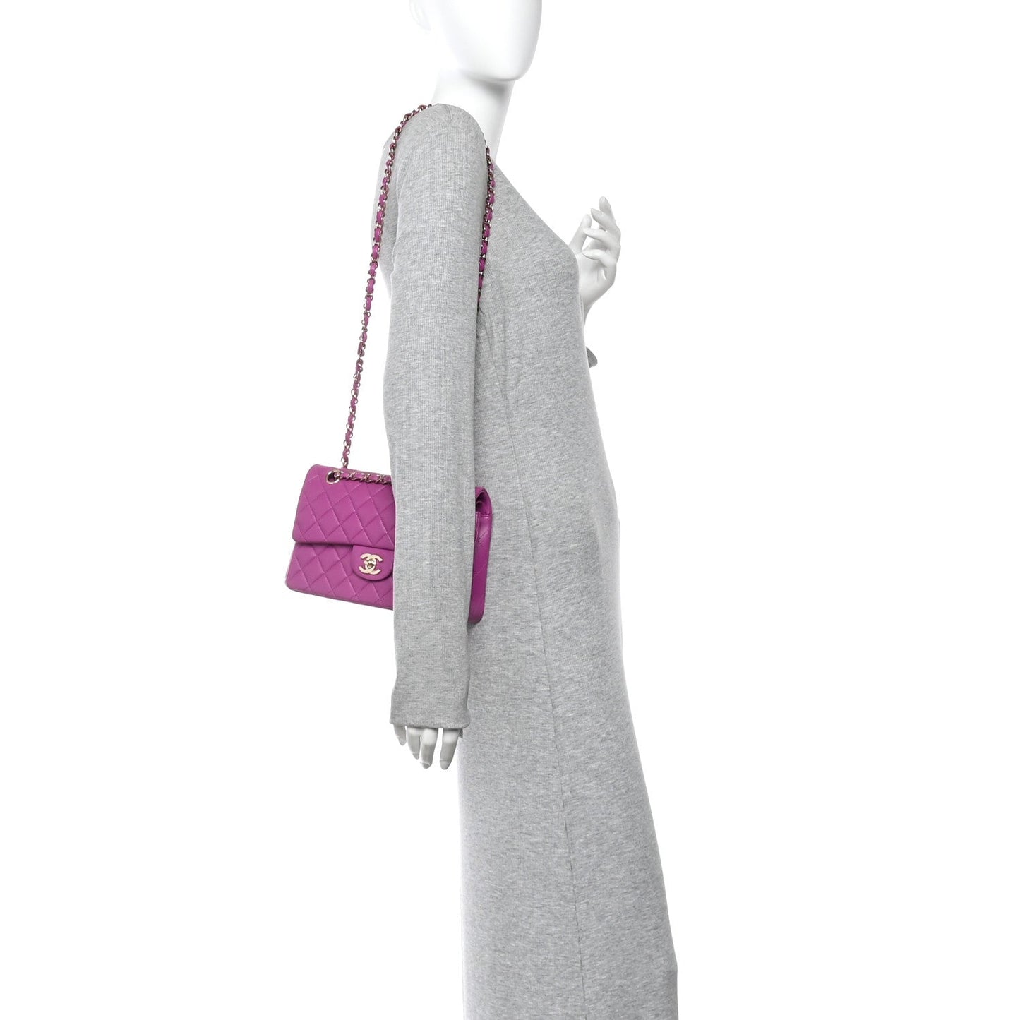 Lambskin Quilted Small Double Flap Purple