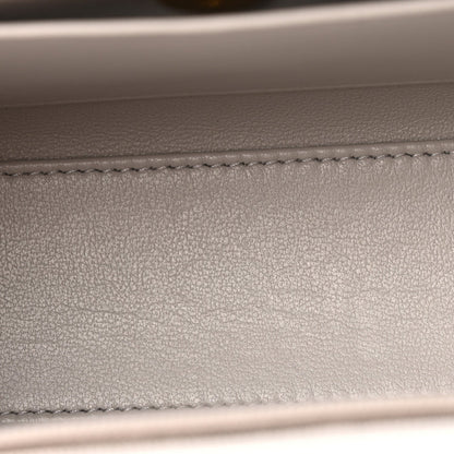 Shiny Aged Calfskin Quilted Nano Kelly Shopper Light Grey