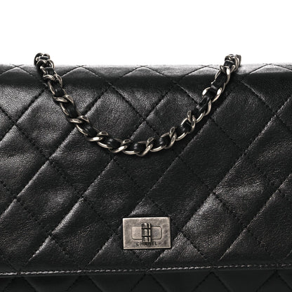 Aged Calfskin Quilted Reissue Wallet On Chain WOC Black