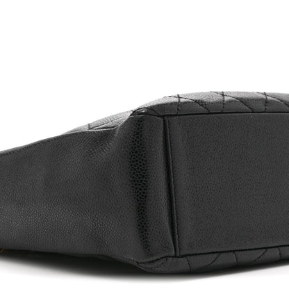 Caviar Quilted Petit Shopping Tote PST Black