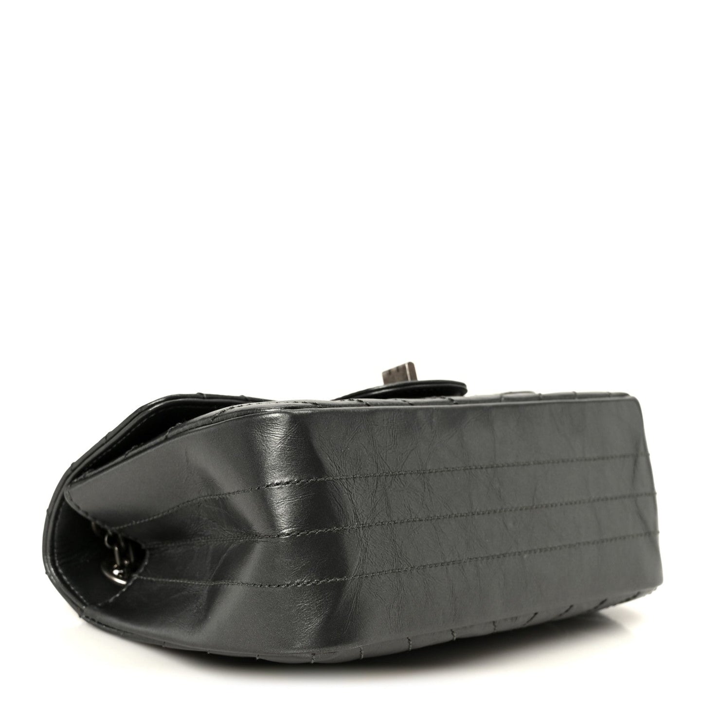 Metallic Aged Calfskin Chevron Quilted 2.55 Reissue Mini Flap Grey