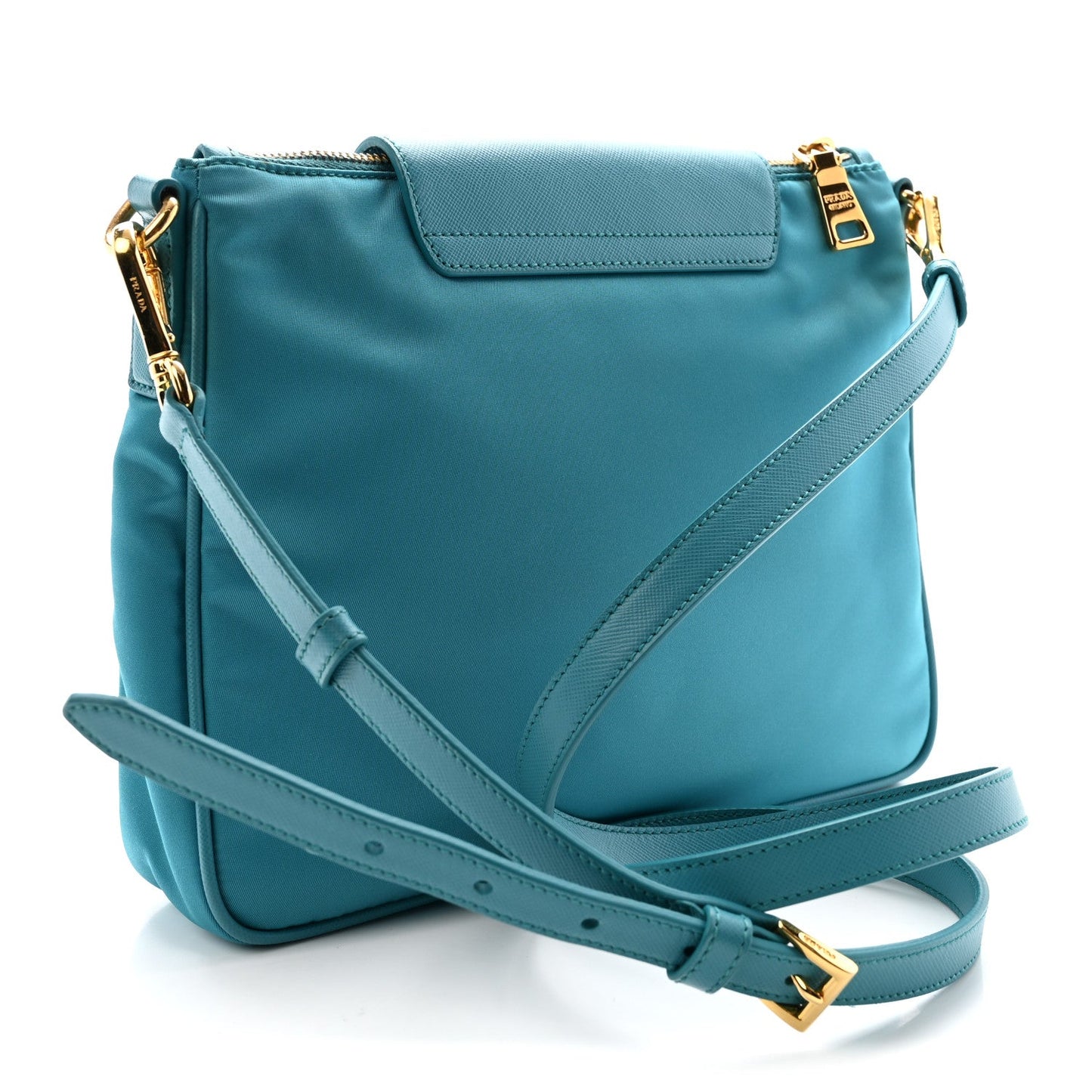 Tessuto Nylon Saffiano Crossbody Bag Turchese