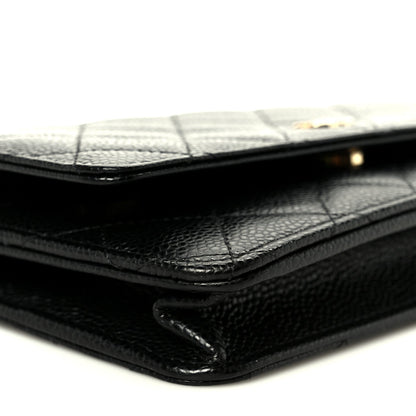 Caviar Quilted Wallet on Chain WOC Black