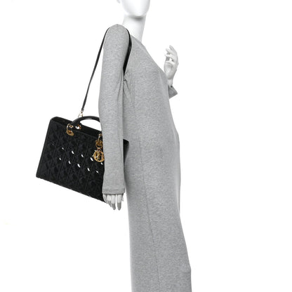 Patent Cannage Large Lady Dior Black