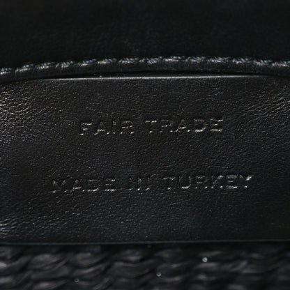 X MIFUKO Raffia Calfskin Mini Chain Basket Black