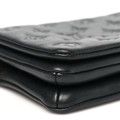 Lambskin Embossed Monogram Pochette Coussin Black