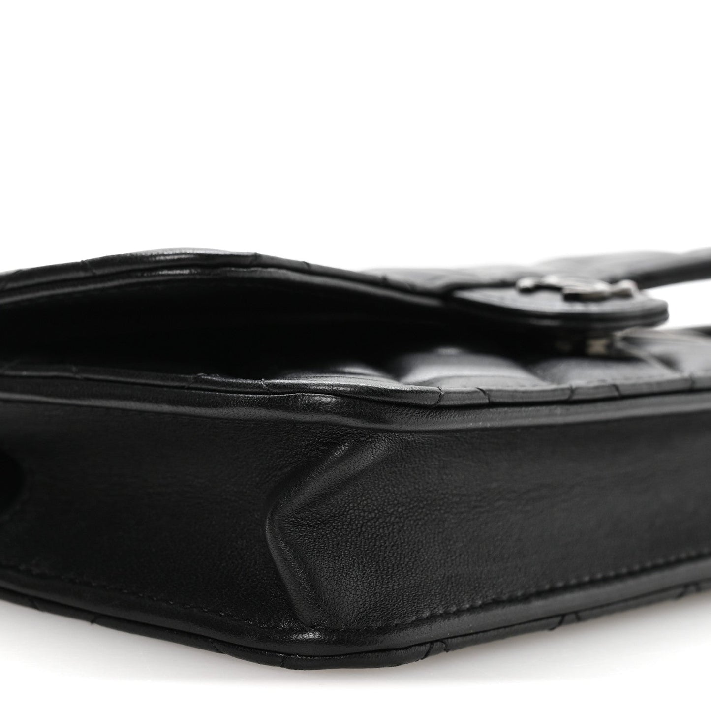 Lambskin Quilted Flap Phone Holder With Chain So Black