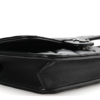 Lambskin Quilted Flap Phone Holder With Chain So Black