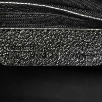 Pebbled Calfskin Mini Skull Padlock Zip Around Tote Black
