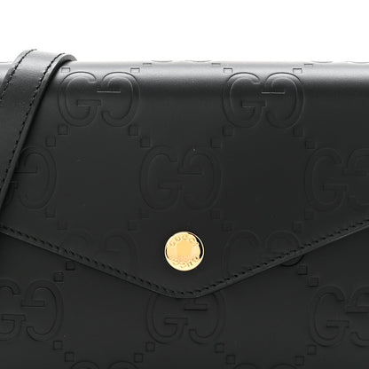 Gilbert Calfskin GG Super Mini Shoulder Bag Black