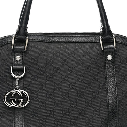 Nylon Monogram Medium GG Charm Dome Satchel Black