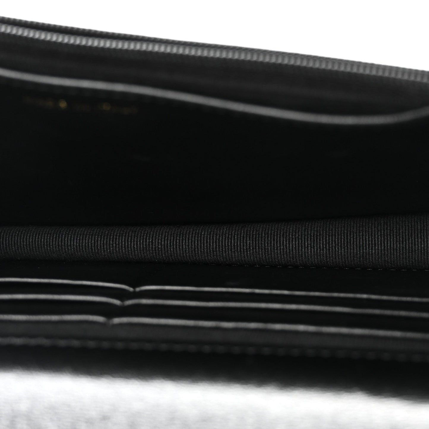 Shiny Lambskin Quilted Golden Links Wallet On Chain WOC Black