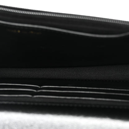 Shiny Lambskin Quilted Golden Links Wallet On Chain WOC Black