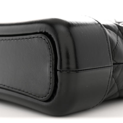 Aged Calfskin Quilted Small Gabrielle Logo Hobo Black