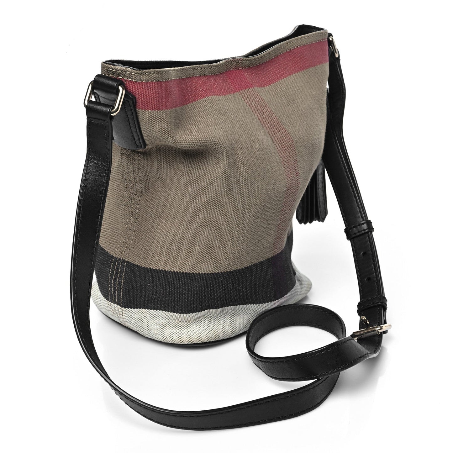Canvas Mega Check Medium Ashby Bucket Bag Brown