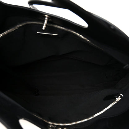 Crumpled Calfskin Quilted 31 Large Shopping Bag Black