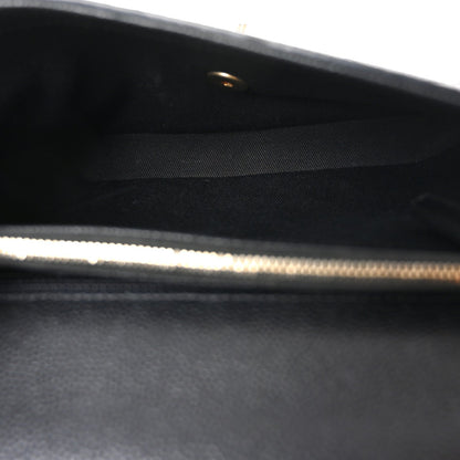 Caviar Diamond Stitched Small Top Handle Flap Black