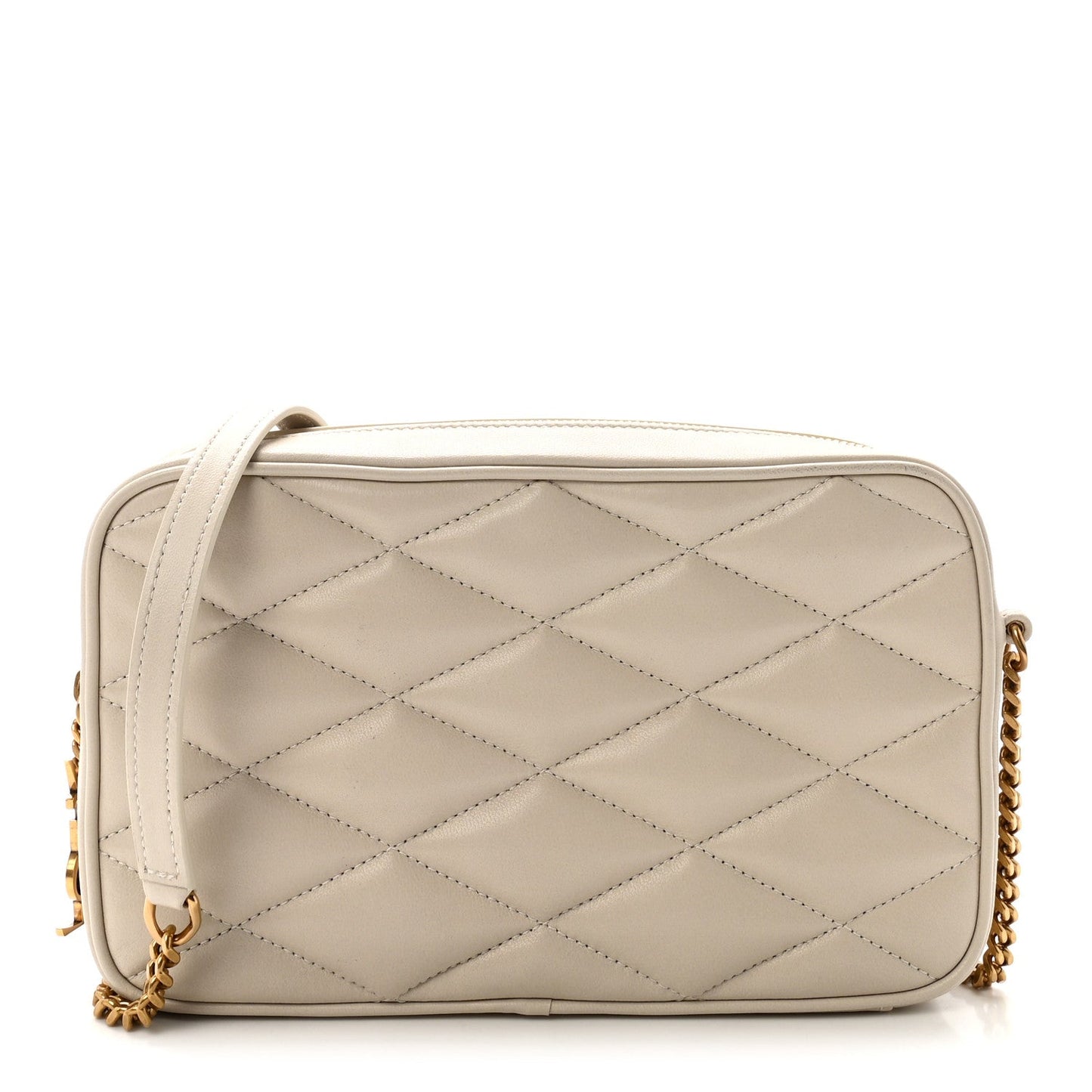 Lambskin Quilted Mini Camera Bag Crema Soft