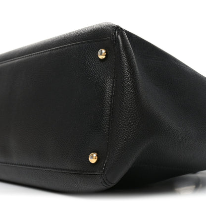 Calfskin Cerf Executive Shopper Tote Black