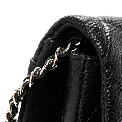 Caviar Quilted Clutch With Chain Flap Black