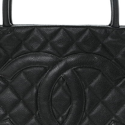 Caviar Quilted Medallion Tote Black