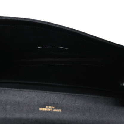 Grain De Poudre Textured Mixed Matelasse Triquilt Monogram Clutch Black