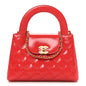 Shiny Aged Calfskin Quilted Nano Kelly Shopper Dark Red