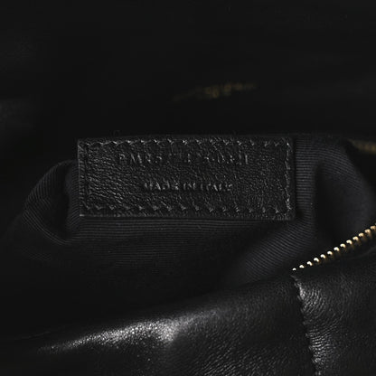 Lambskin Quilted Medium Loulou Puffer Monogram Chain Satchel Black