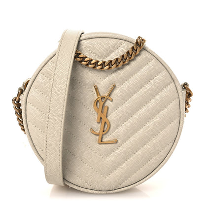 Grain De Poudre Matelasse Chevron Quilted Round Vinyle Camera Bag Crema Soft