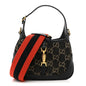 Jacquard Black Denim GG Monogram Textured Dollar Calfskin Mini Jackie 1961 Hobo Black Ivory