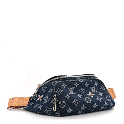 Monogram Flower Denim Rush Bumbag Blue