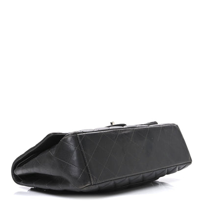 Lambskin Quilted Maxi Double Flap Dark Grey