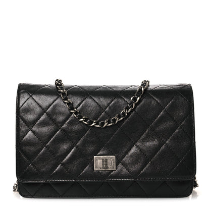 Aged Calfskin Quilted Reissue Wallet On Chain WOC Black