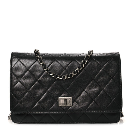 Aged Calfskin Quilted Reissue Wallet On Chain WOC Black