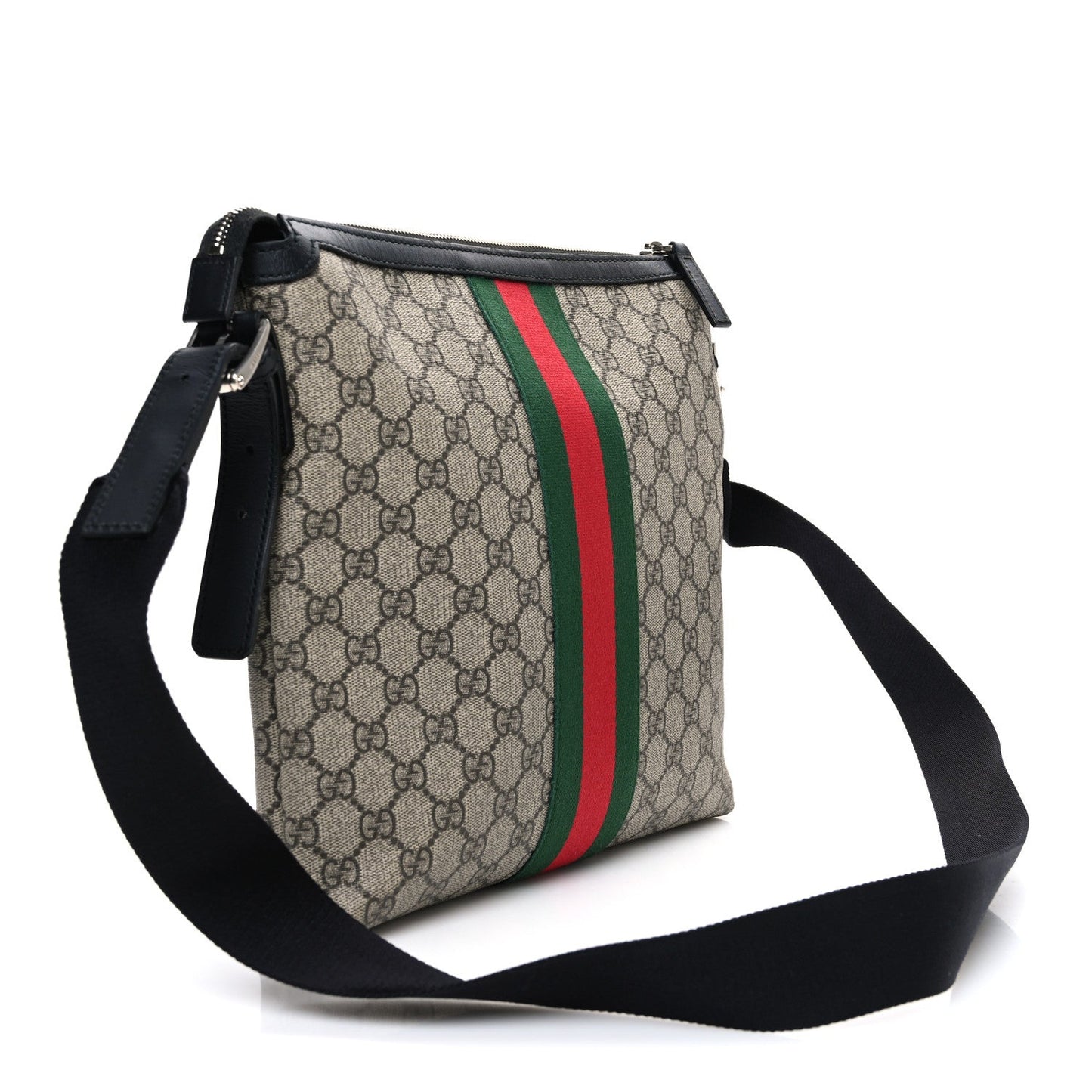 GG Supreme Monogram Web Messenger Bag Black