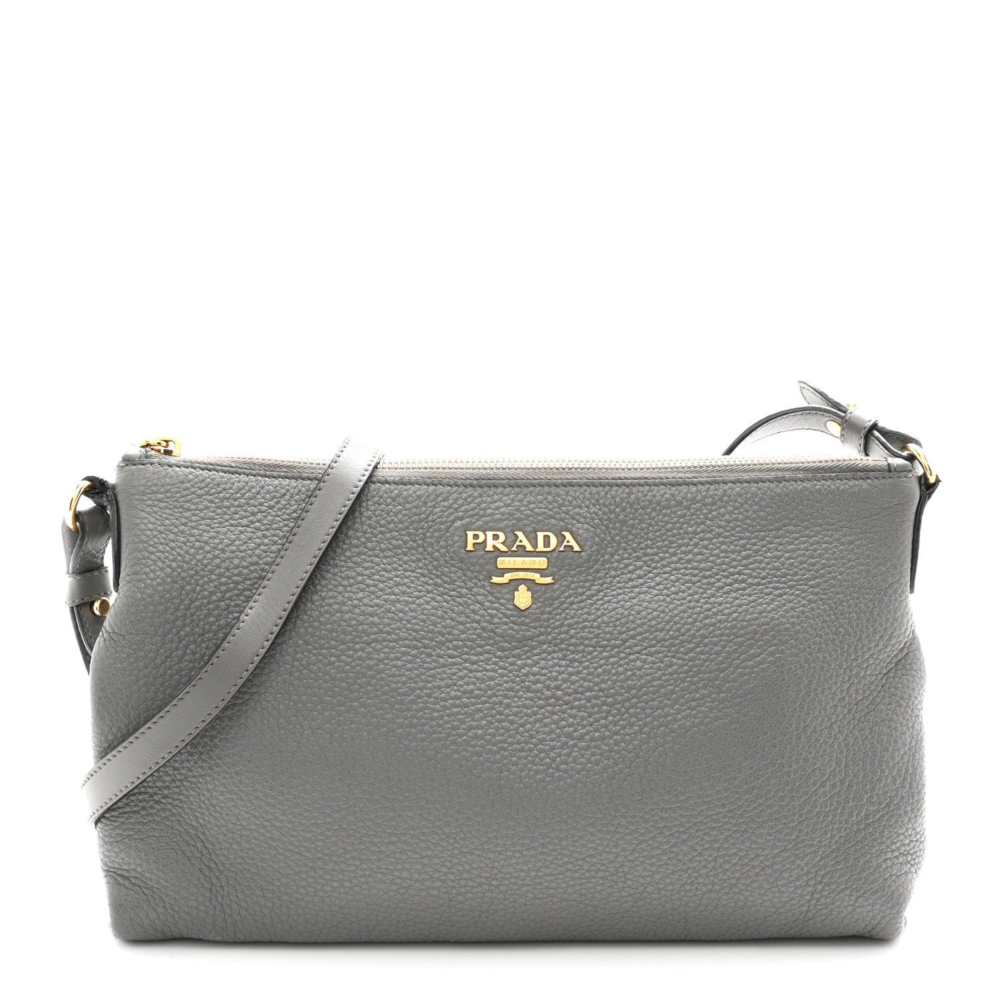 Vitello Phenix Zippered Shoulder Bag Marmo