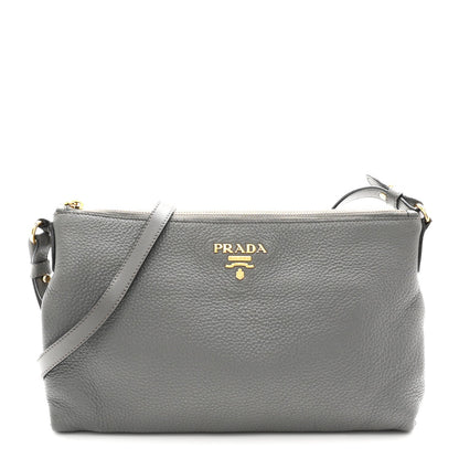 Vitello Phenix Zippered Shoulder Bag Marmo