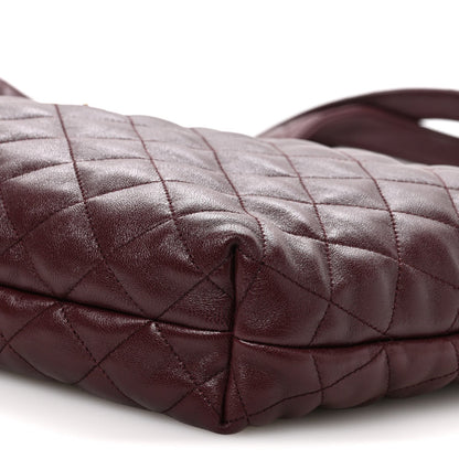 Lambskin Quilted Maxi Icare Shopping Tote  Rouge Cabernet