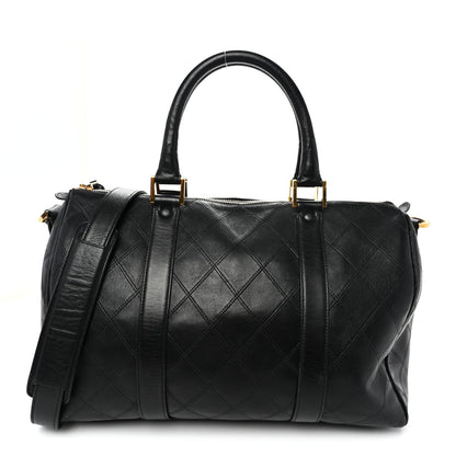 Calfskin Stitched Duffle Travel Bag Black